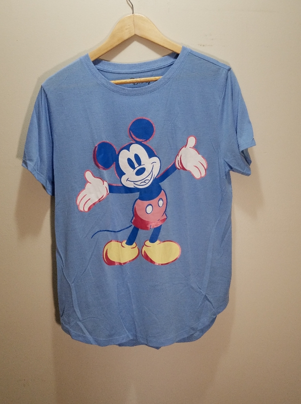 Disney Mickey Mouse Graphic Tee Light Blue Casual Curved Hem Top XXL - Picture 7 of 7